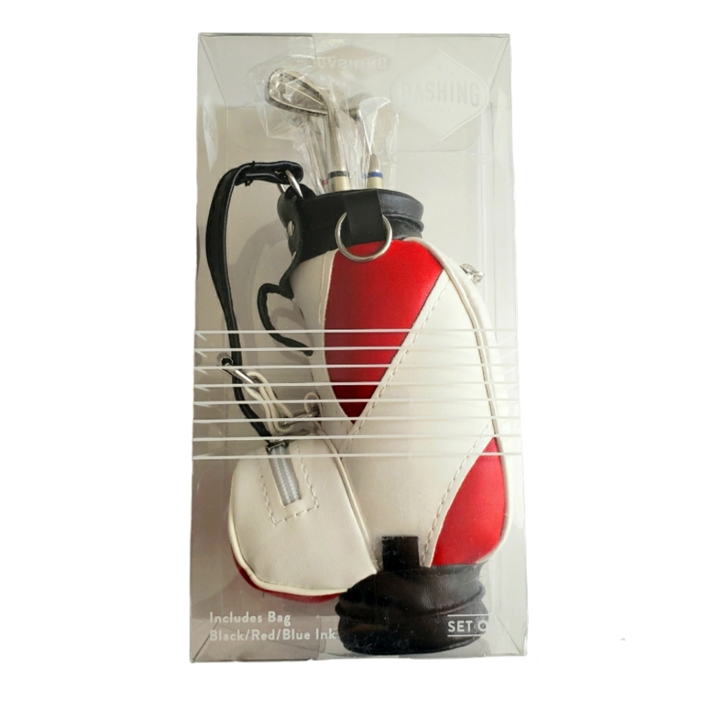 Mini Golf Bag with 3 Clubs Pen Set RED Dashing Fine Gifts NEW